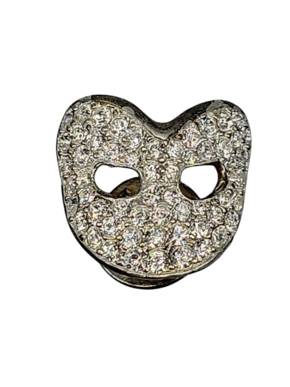 Crystal Pave Mardi Gras Pin Silver Tone Theater Accessory Lots of Sparkle